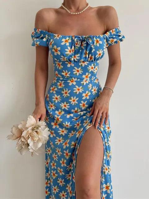 Vestido de festa com estampa floral