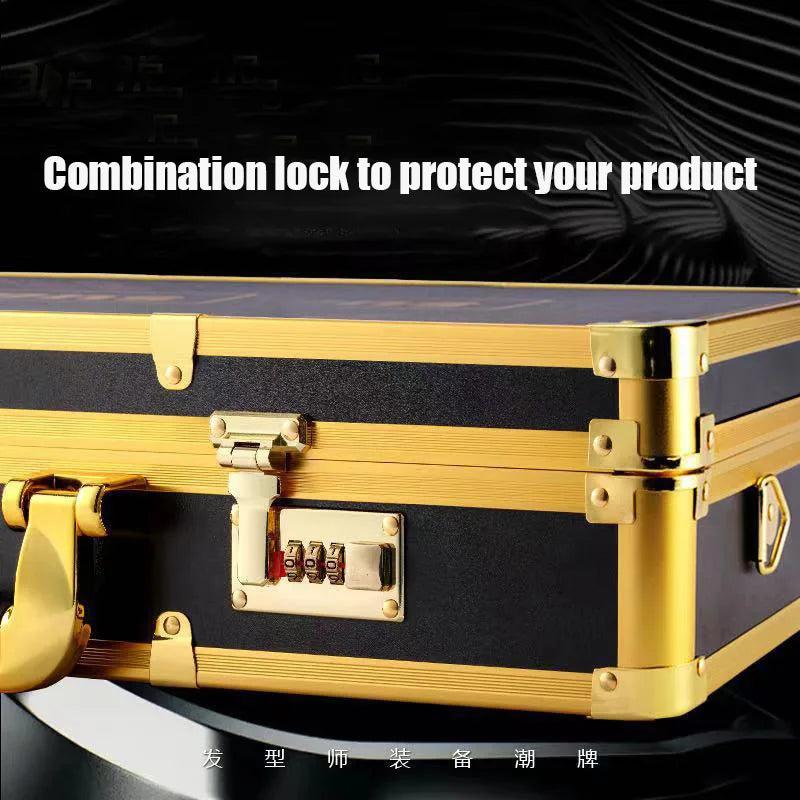 Barbertop Professional Gold Aluminum Suitcase Barber Tool Salon Hairdressing Accessories Atorage Case Carrying Travel Box