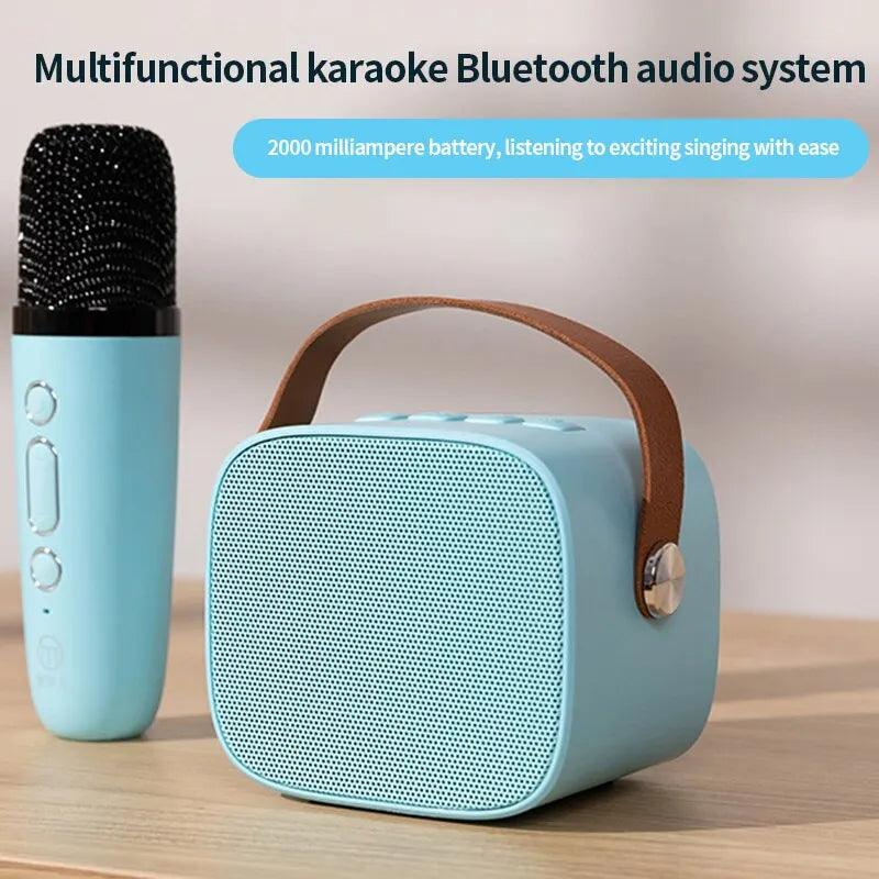 Alto-falante Bluetooth portátil com microfone sem fio, máquina de karaoke, reprodutor de música para adultos e crianças