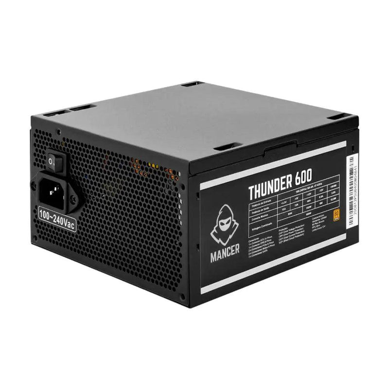 FONTE DE ALIMENTAÇÃO MANCER THUNDER 600W, 80 PLUS BRONZE + Cabo de força